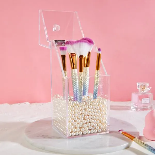 Makeup Brush Display with Pearls