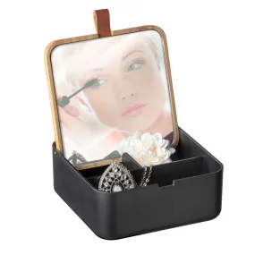 Milano 3 Compartment Makeup Organiser & Mirror Black