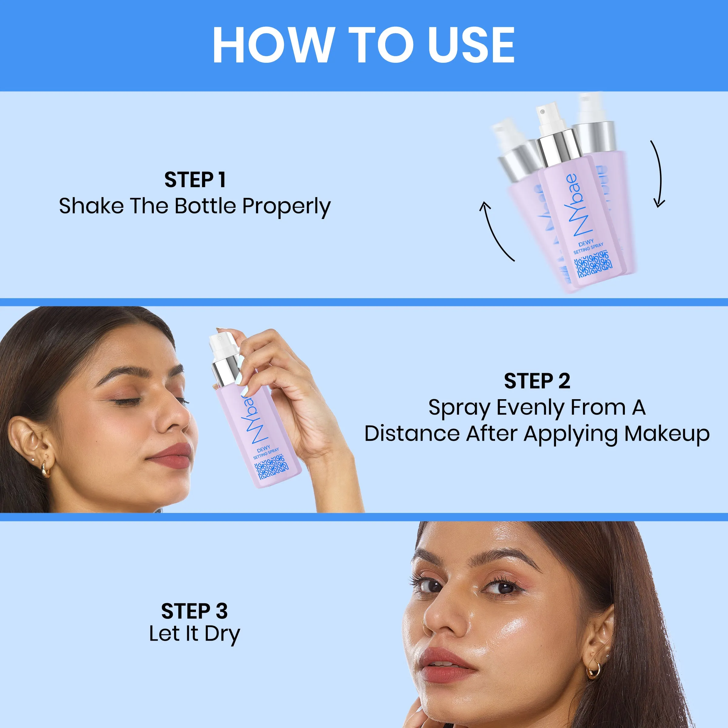 NY Bae Dewy Setting Spray (60ml) | Glowing Skin | Dewy Makeup Fixer | Long Lasting Makeup | Crease-Free | Hydrating Face Mist | Hyaluronic Acid | Normal To Dry Skin