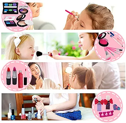 Washable Kids Makeup Girl Toys - Non Toxic Real Kids Makeup Kit for Girls Nature Make Up Set for Child Toddler Children Princess Christmas Birthday Gifts Present for 4 5 6 7 8 9 10 Year Old Girls Gift