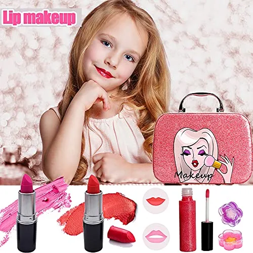Washable Kids Makeup Girl Toys - Non Toxic Real Kids Makeup Kit for Girls Nature Make Up Set for Child Toddler Children Princess Christmas Birthday Gifts Present for 4 5 6 7 8 9 10 Year Old Girls Gift